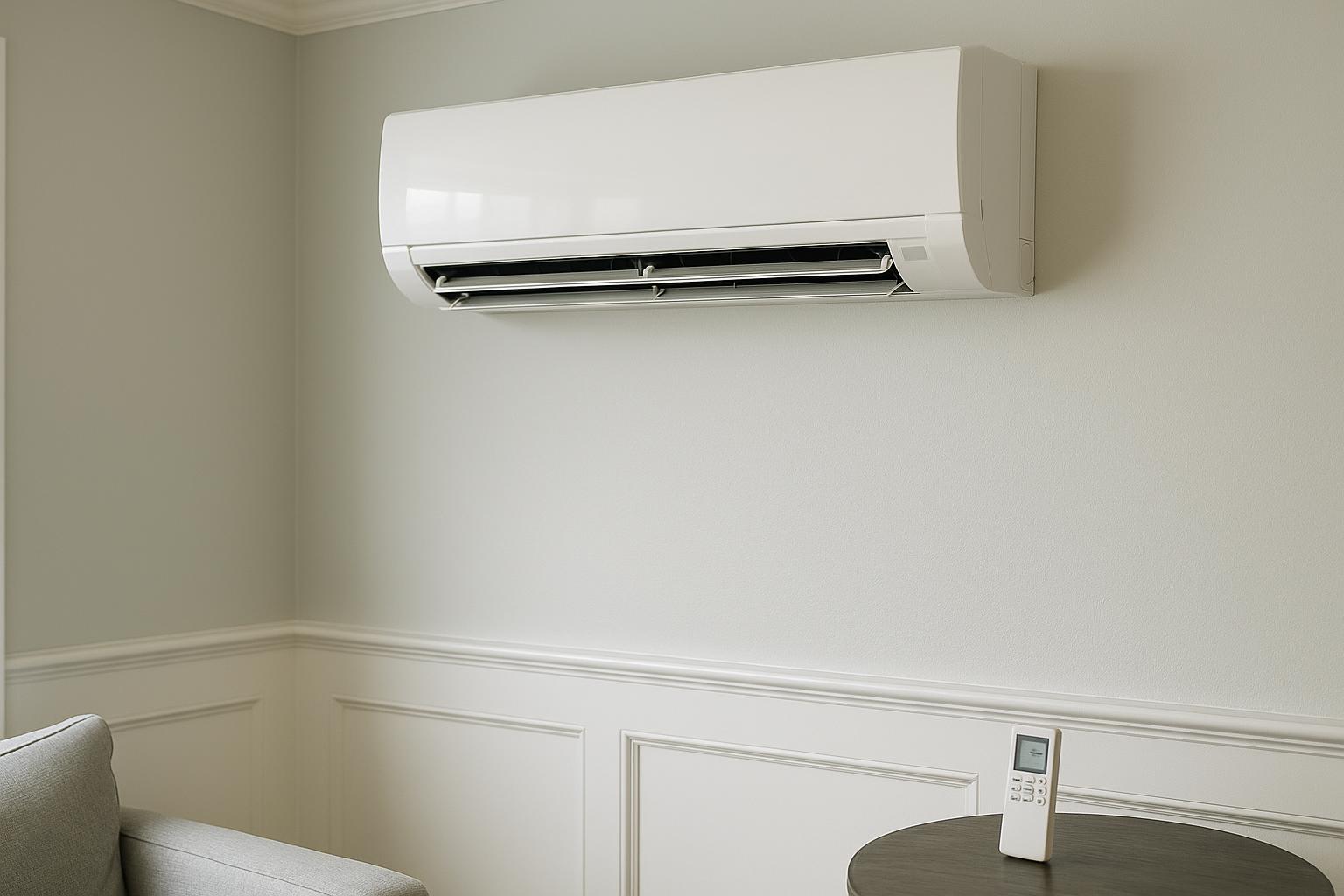 Ductless mini split indoor air handler mounted on the wall of a Newington CT home -- Express Home Services
